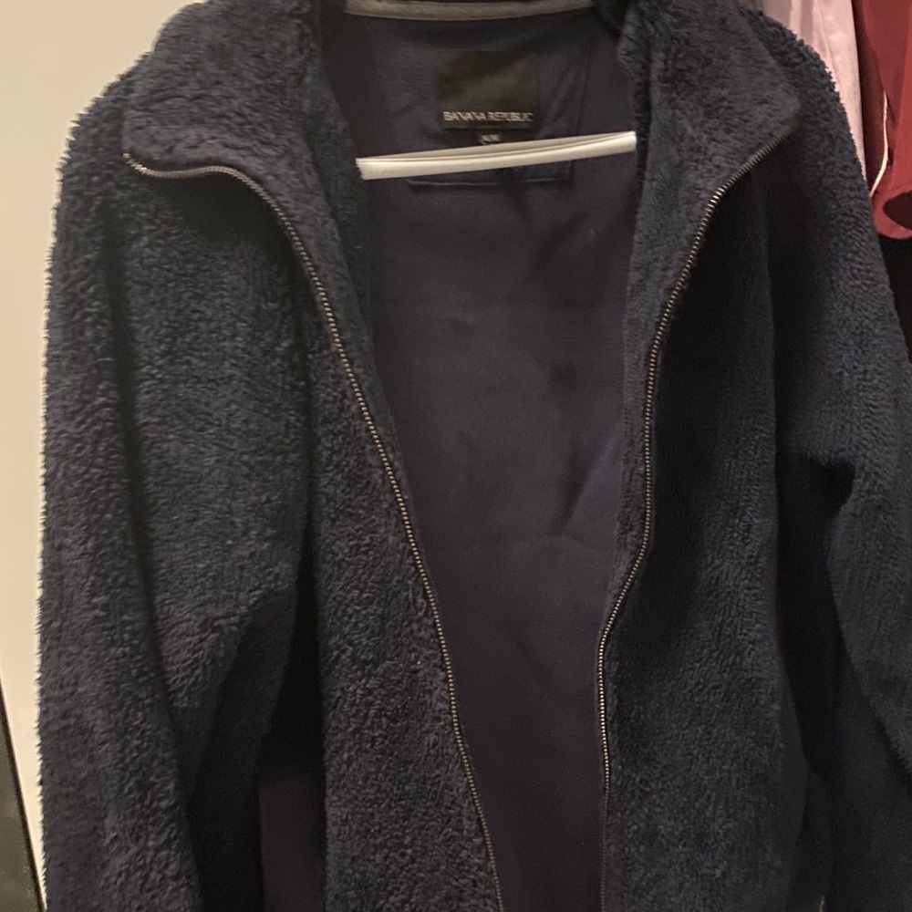 Dark blue Sherpa teddy zip up